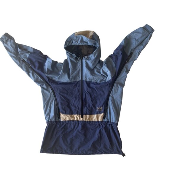 Helly Hansen Ski Snowboard WP Packable Hood Jacket Blue Color block- Size Small - Picture 1 of 6